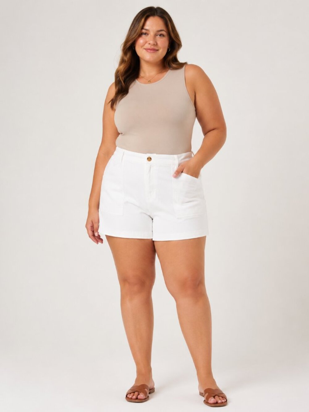 NWT a.n.a White Highest-Rise Shortie Shorts Women’s 20W Stretch Cotton Utility